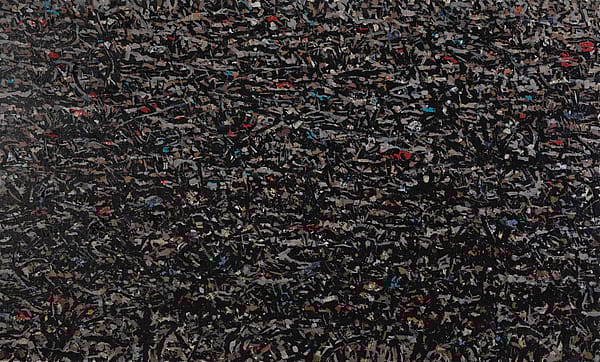 Kis günlükleri- 1,  tuval üzeri yagliboya ve kagit kolaj, 150 x 250 cm, 2018